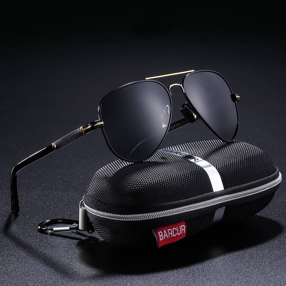 AMFG Polarized Men's Sunglasses Double Beam Metal Brushed Sunglasses  Outdoor Driving Driver Fishing Glasses (Color : C, Size : Medium)