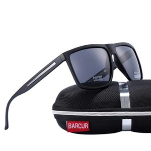 BARCUR Brand Fashion Black Sunglasses Men Polarized