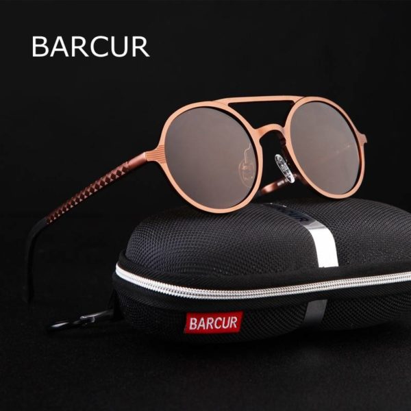 BARCUR Aluminum Magnesium Vintage Round Sunglasses Men’s