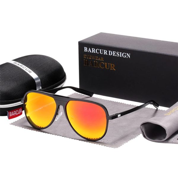 BARCUR Aluminum Magnesium Black Polarized Sunglasses BC8589