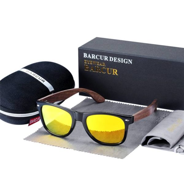 BARCUR High Quality Black Walnut Sunglasses Anti Reflective BC8700