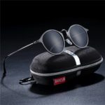 BARCUR Black Round Sunglasses Aluminum Vintage Sunglasses BC8575