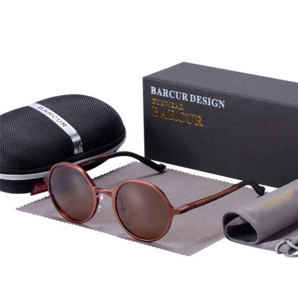 BARCUR Hot Black Goggle Men’s Round Sunglasses Luxury Brand BC8565
