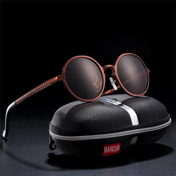 BARCUR Hot Black Goggle Male Round Sunglasses Luxury Brand BC8565 Sunglasses for Men Aluminium Sunglasses Round Series Sunglasses Sunglasses for Women