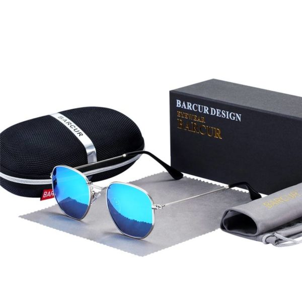 BARCUR Classic Retro Reflective Sunglasses Man Hexagon Metal Frame BC8548 Sunglasses for Men Sunglasses for Women