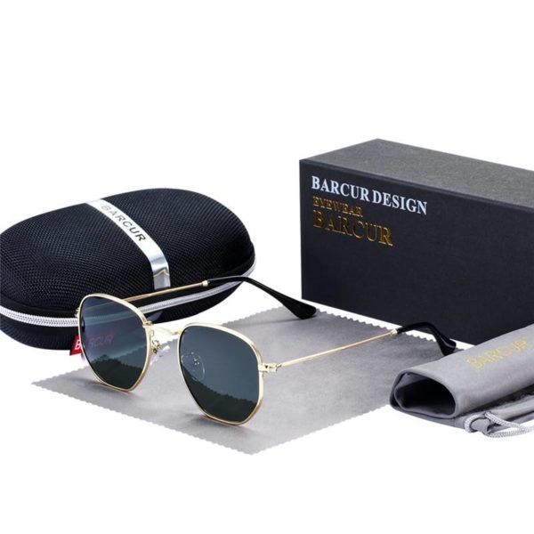 BARCUR Classic Retro Reflective Sunglasses Man Hexagon Metal Frame BC8548 Sunglasses for Men Sunglasses for Women