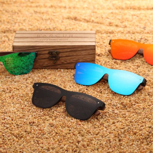 BARCUR Trending Styles Rimless Wooden Sunglasses