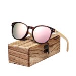 BARCUR Vintage Round Sunglasses Bamboo Temples