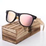 BARCUR Pink Sunglasses Bamboo Wooden Frame Sunglasses