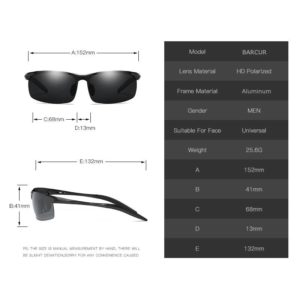 BARCUR Classic Design Aluminum Sunglasses Men Women HD Polarized Anti-Reflective BC8274 Sunglasses for Men Aluminium Sunglasses Sunglasses for Women