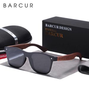 BARCUR Walnut Polarized Wooden Frame Glasses Men BC4126