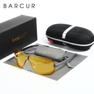 BARCUR Mens Night Driving Sunglasses Yellow Lens Night Vision Reduce Glare Brand Designer BC8505 Sunglasses for Men Night Vision Sunglasses
