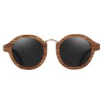 BARCUR Polarized Wood Sunglasses Round Men Women BC7104