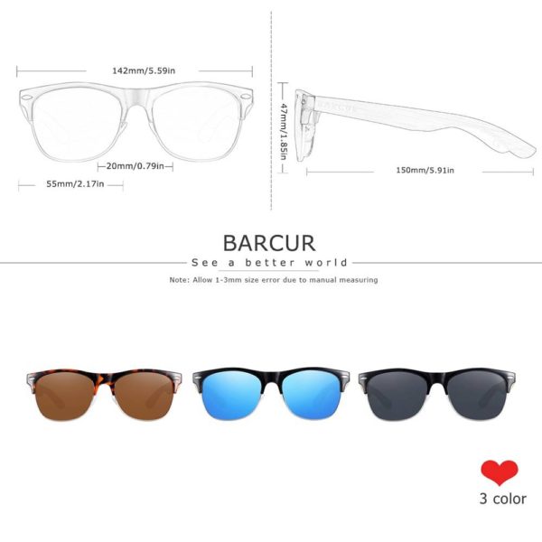 BARCUR Bamboo Polarized Sunglasses Wood Sunglasses BC4000