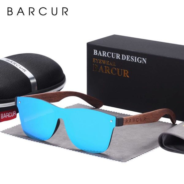 BARCUR Natural Black Walnut Men Women Polarized Sunglasses Wood UV400 BC4126 Sunglasses for Men Sunglasses for Women Wooden Sunglasses