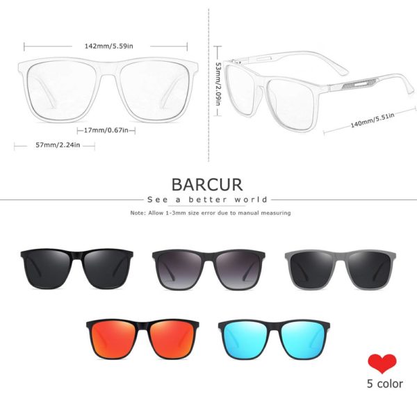 BARCUR Square Men Sports Polarized Sunglasses Women