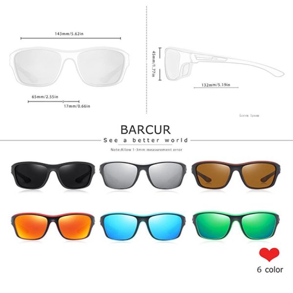 BARCUR Sport TR90 Sunglasses Driving Men Polarized Women Fashion UV400
