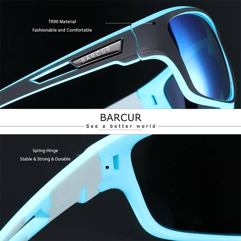 BARCUR Sport TR90 Sunglasses Driving Men Polarized Women Fashion UV400