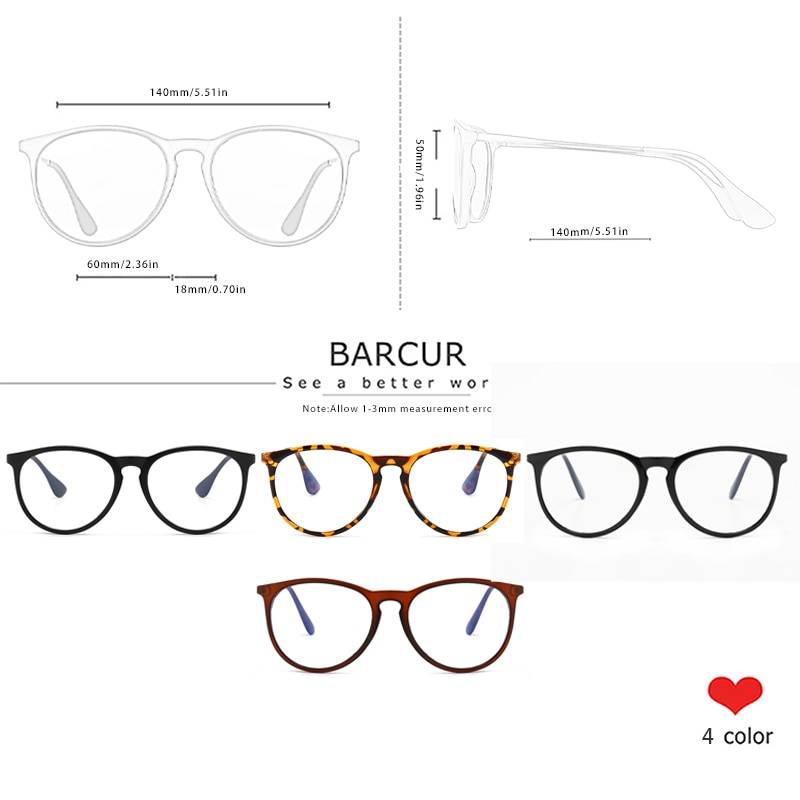 BARCUR Anti Blue Light Computer Glasses Frame Men Women Trend Styles Brand Optical Reading