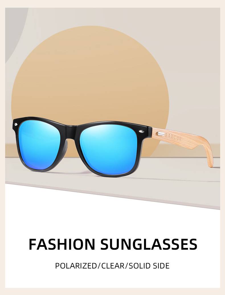 BARCUR Polarized Glasses Bamboo Wood Fashion Men Women
